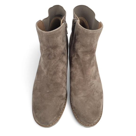 Giani Bernini Taupe Suede Boots Size 9.5M | Ankle Booties Wedge Heel & Zipper - Picture 3 of 9